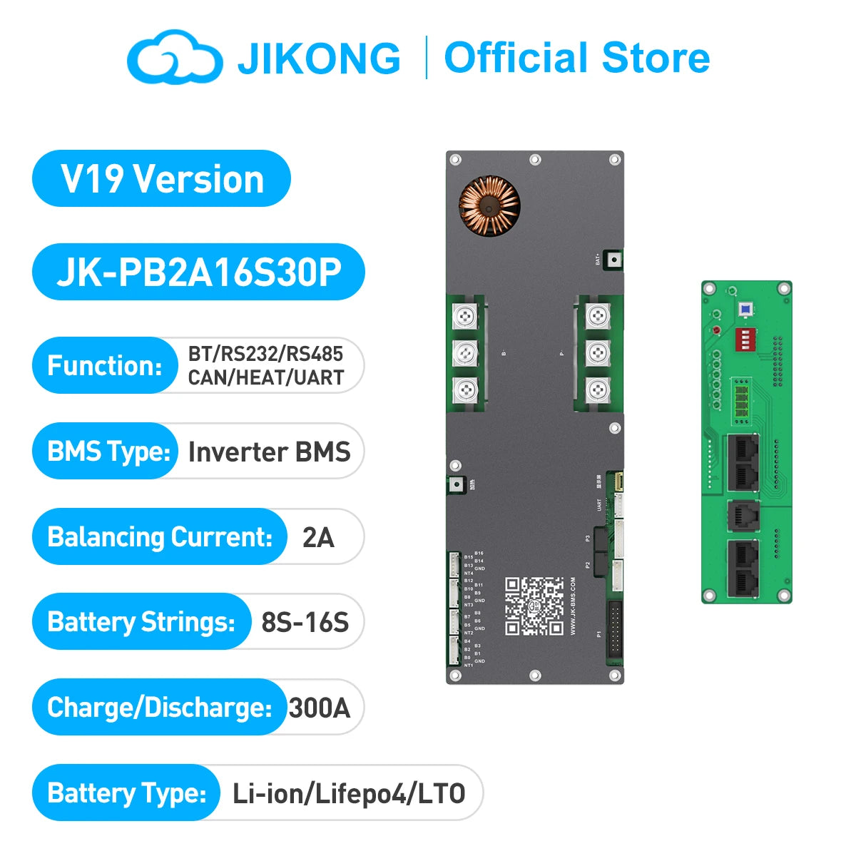 JIKONG JKBMS LiFePo4 Li-Ion LTO Battery 24V 48V 8S/16S 150A Household Energy BMS Home Inverter Active balancer 2A