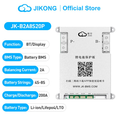 JIKONG Lifepo4 Li-Ion Lto Battery 100A  200A 300A  Active Balancer Smart BMS 4S 5S 6S 7S 8S 12V 24V Active Balance Current1A 2A