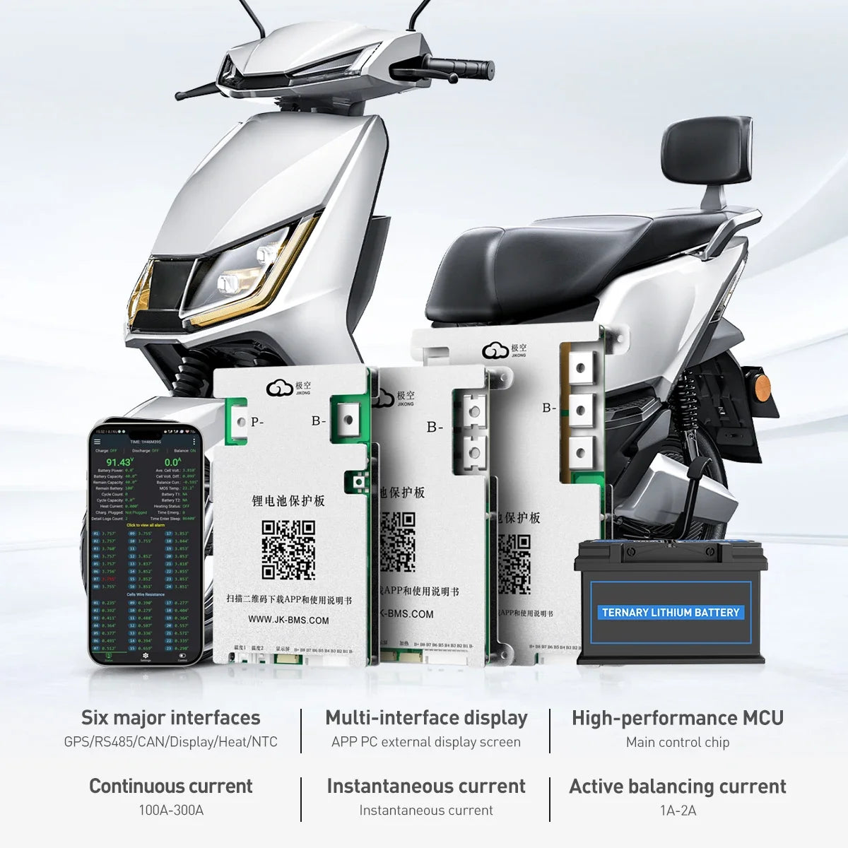JIKONG JKBMS 4S 5S 6S 7S 8S 17S 20S 24S 12V 24V 48V Active BMS 40A 60A 100A  200A 300A Lifepo4 Li-Ion Lto Battery Smart BMS