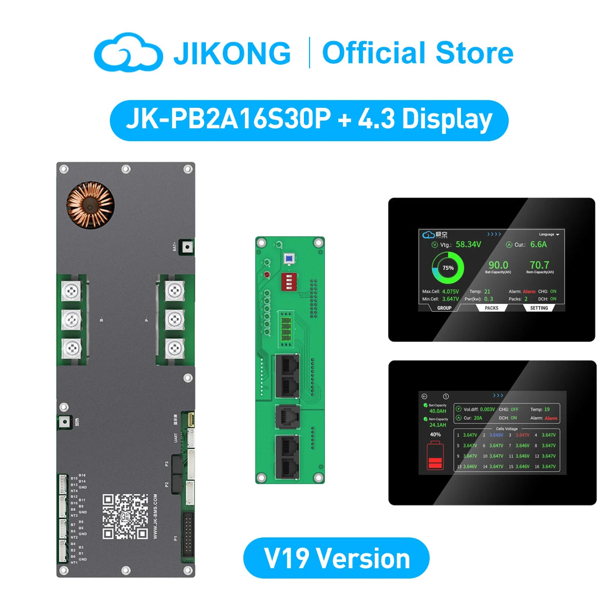 JIKONG V19 Household Energy Inverter BMS 8S/24V 16S/48V Li-ion/ Lifepo4/ LTO Battery BMS JK-PB2A16S20P